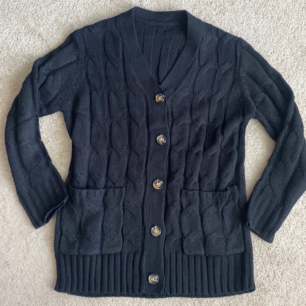 Black cardigan. Size medium. NWOT.